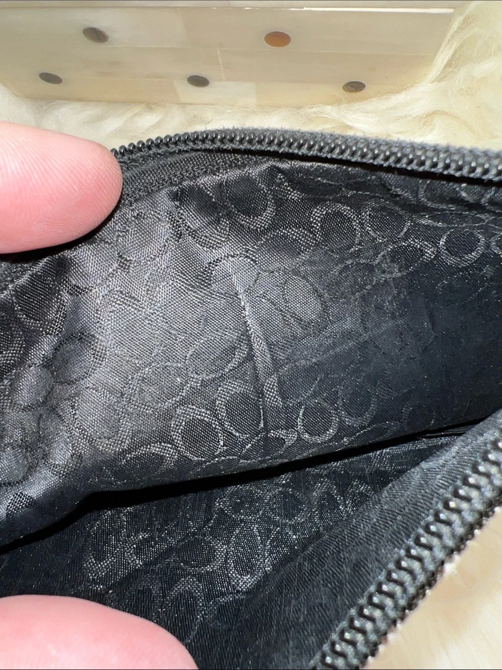 Coach Gray and Black Signature Canvas Wristlet